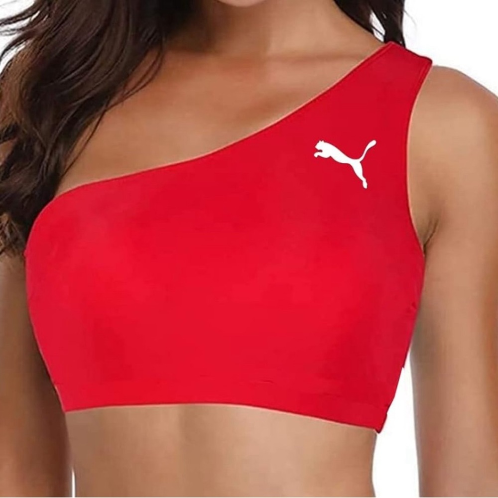 Puma sexy One-Shoulder Vibrant Red Bathing suit top NWT size XL